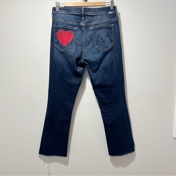 MOTHER Women's Boot Cut Jeans - Blue with Red Heart - Picture 4 of 16
